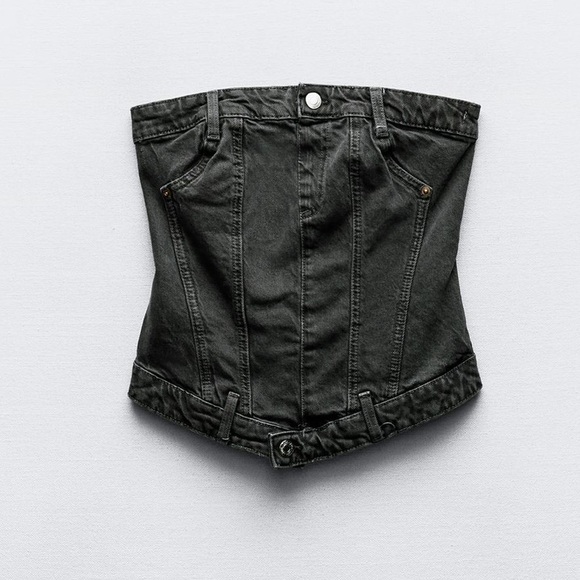 Strapless Denim Zara top - Picture 1 of 8